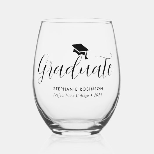 Eleganter Script-Abschluss Weinglas Ohne Stiel (Vorderseite)
