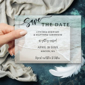 Eleganter Script Beach Save the Date Pergament Einladungen