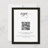 Eleganter Script Black and Gold Wedding QR Code RSVP Karte (Vorderseite)