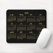 Eleganter Script Black and Imitate Gold Kalender 2 Mousepad (Mit Mouse)