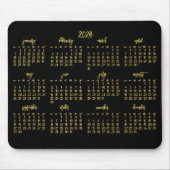 Eleganter Script Black and Imitate Gold Kalender 2 Mousepad (Vorne)