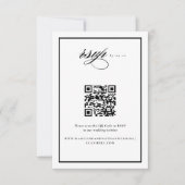 Eleganter Script Black and Wedding QR Code RSVP Karte (Vorderseite)