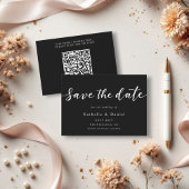 Eleganter Script Black and White QR Code Hochzeit Save The Date