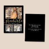 Eleganter Script Black Gold Foto Collage Abschluss Ankündigung