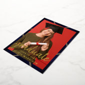 Eleganter Script Black Gold Foto Collage Abschluss Folieneinladung (Gedreht)