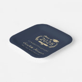 Eleganter Script Blue Gold Abschluss Pappteller (Gewinkelt)