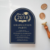 Eleganter Script Blue Uni-Abschluß Party Arch Einladung