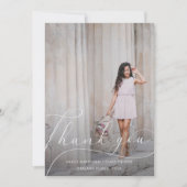 Eleganter Script Blush Abschluss Vielen Dank Foto Dankeskarte (Vorderseite)