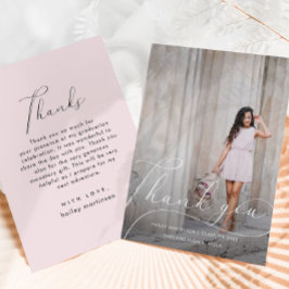 Eleganter Script Blush Abschluss Vielen Dank Foto Dankeskarte