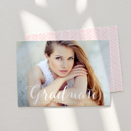 Eleganter Script Blush Pink Foto Abschluss Ankündigung