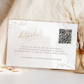 Eleganter Script Botanical Wedding Details QR Code Begleitkarte