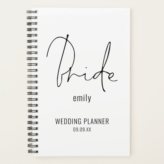 Eleganter Script Bride Name Wedding Planner Planer (Vorderseite)
