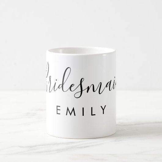 Eleganter Script Bridesmaid Personalisierter Name Kaffeetasse (Mittel)