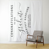Eleganter Script Calligraphy Abschluss | Weiß Wandteppich (Beispiel)
