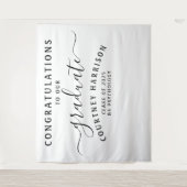 Eleganter Script Calligraphy Abschluss | Weiß Wandteppich (Vorderseite)