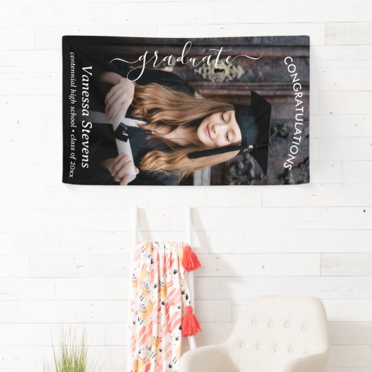 Eleganter Script Calligraphy Foto Abschluss Banner (Insitu)