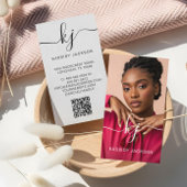 Eleganter Script Calligraphy Monogram Logo & QR Co Visitenkarte