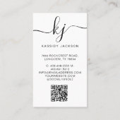 Eleganter Script Calligraphy Monogram Logo & QR Co Visitenkarte (Rückseite)