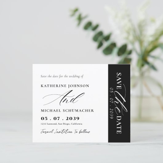 Eleganter Script Calligraphy & QR Code Save the Da (Stehend Vorderseite)