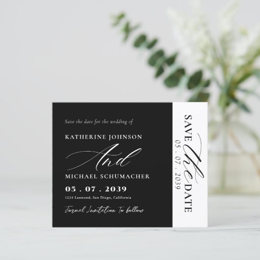 Eleganter Script Calligraphy & QR Code Save the Da (Stehend Vorderseite)