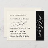 Eleganter Script Calligraphy & QR Code Save the Da (Vorne/Hinten)