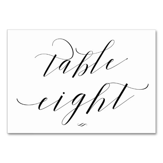 Eleganter Script Calligraphy Table Aight Empfang Tischnummer (Vorderseite)