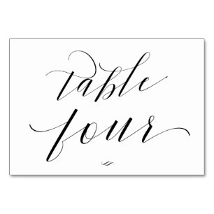 Eleganter Script Calligraphy Table Four Empfang Tischnummer