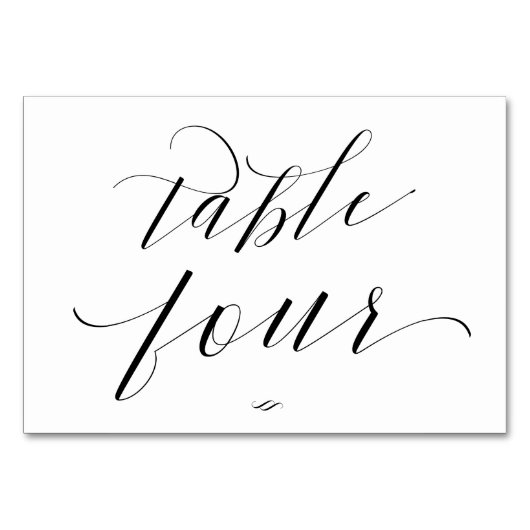 Eleganter Script Calligraphy Table Four Empfang Tischnummer (Vorderseite)