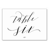 Eleganter Script Calligraphy Table Six Empfang Tischnummer (Rückseite)