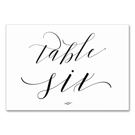 Eleganter Script Calligraphy Table Six Empfang Tischnummer (Rückseite)