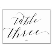 Eleganter Script Calligraphy Table Three Empfang Tischnummer (Vorderseite)
