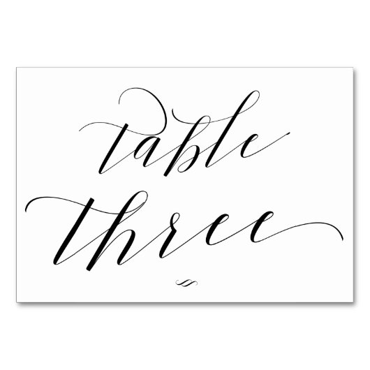 Eleganter Script Calligraphy Table Three Empfang Tischnummer (Vorderseite)