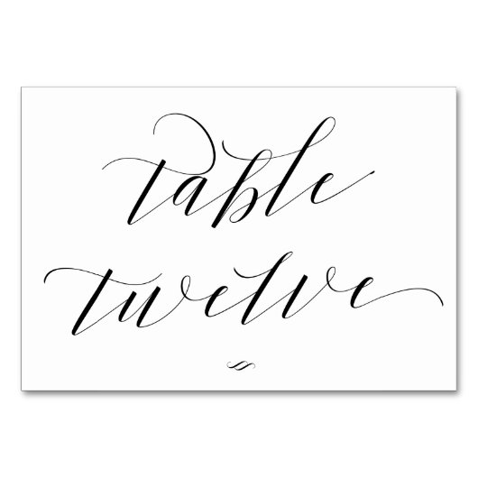 Eleganter Script Calligraphy Table Zwölf Empfang Tischnummer (Rückseite)