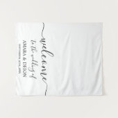 Eleganter Script Calligraphy Wedding Table Runner Wandteppich (Vorderseite (Horizontal))