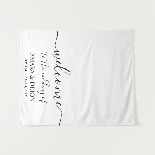 Eleganter Script Calligraphy Wedding Table Runner Wandteppich (Vorderseite (Horizontal))