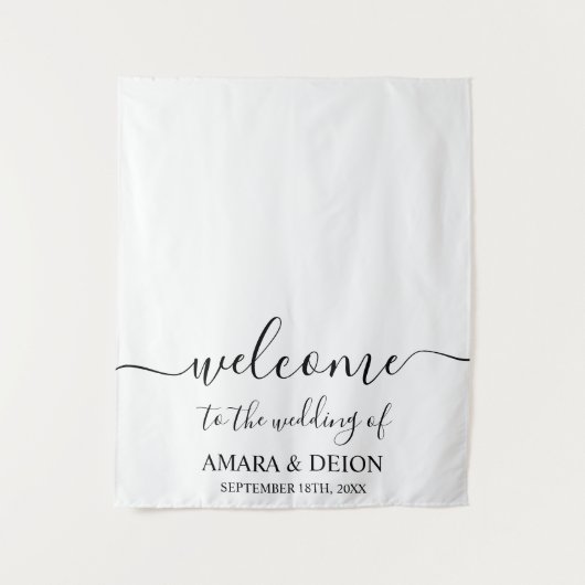 Eleganter Script Calligraphy Wedding Table Runner Wandteppich (Vorderseite)