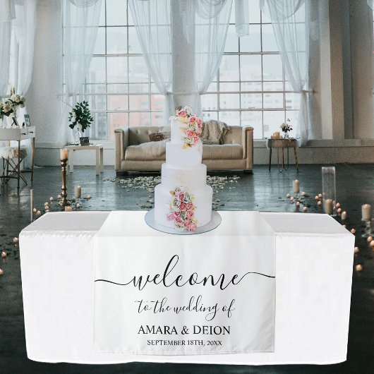 Eleganter Script Calligraphy Wedding Table Runner Wandteppich