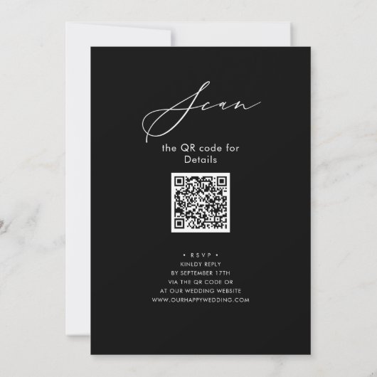Eleganter Script Chic Gray Probe Dinner QR Code Einladung (Rückseite)
