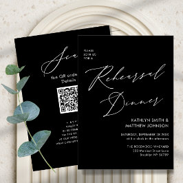 Eleganter Script Chic Gray Probe Dinner QR Code Einladung