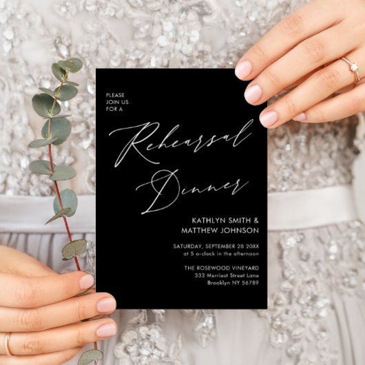 Eleganter Script Chic Gray Probe Dinner QR Code Einladung