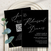 Eleganter Script Chic Gray Probe Dinner QR Code Einladung