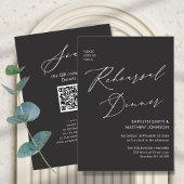 Eleganter Script Chic Gray Probe Dinner QR Code Einladung