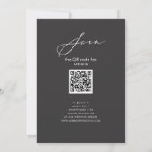 Eleganter Script Chic Gray Probe Dinner QR Code Einladung (Rückseite)