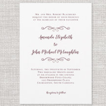 Eleganter Script Classic Wedding Burgundy White Ch