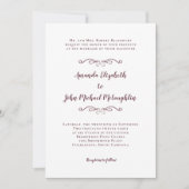 Eleganter Script Classic Wedding Burgundy White Ch Einladung (Vorderseite)