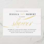 Eleganter Script Couple's Shower Gold Foil Folieneinladung (Vorderseite)