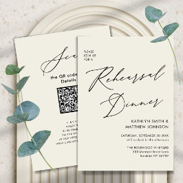 Eleganter Script Cream Probe Dinner QR Code Einladung
