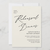 Eleganter Script Cream Probe Dinner QR Code Einladung (Vorderseite)