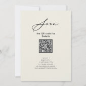 Eleganter Script Cream Probe Dinner QR Code Einladung (Rückseite)