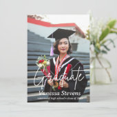 Eleganter Script Custom Two Foto Abschluss Ankündigung (Stehend Vorderseite)